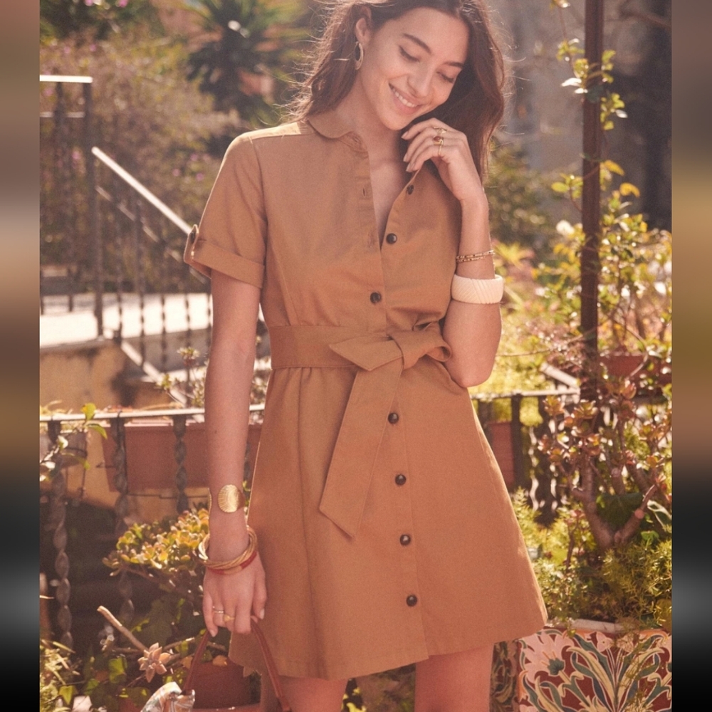 Sezane Clarissa Short Buttoned Cotton Dress